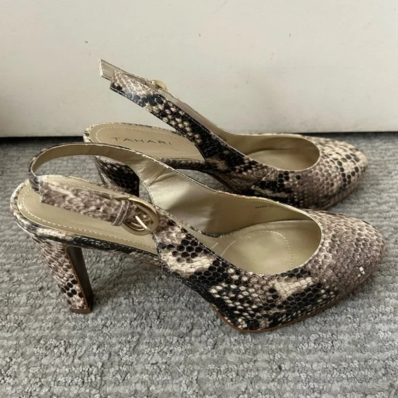 Tahari Python Print Slingback Heels - Picture 3 of 5